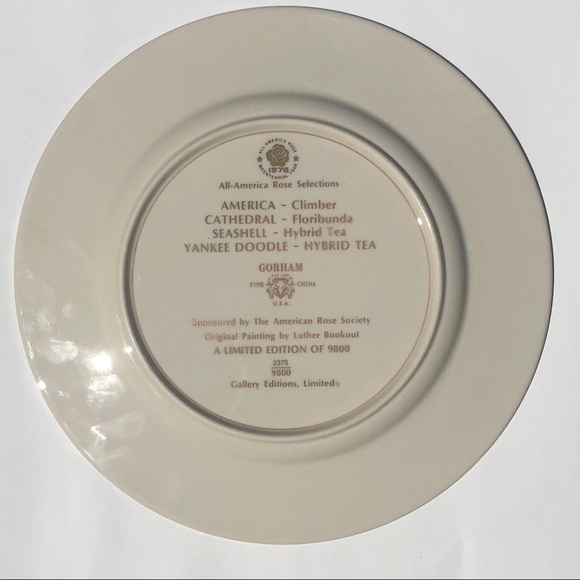 Gorham 1976 America Pink Roses True Vintage Fine China Porcelain Art Plate - Picture 10 of 12